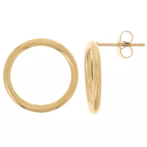 Pendientes círculo hueco de 18 mm - acero inoxidable dorado 304L x2