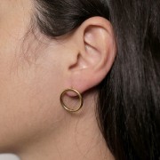 Pendientes círculo hueco de 18 mm - acero inoxidable dorado 304L x2