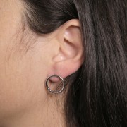 Pendientes círculo hueco de 18 mm - acero inoxidable 304 x2