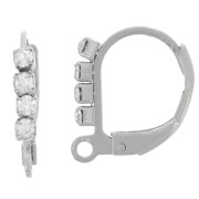 Ganchos pendientes con strass de 14 mm y aro abierto - Acero inoxidable 304L x2
