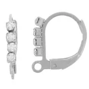 Ganchos pendientes con strass de 14 mm y aro abierto - Acero inoxidable 304L x2