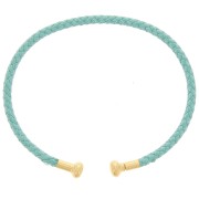 Pulsera de cordón trenzado con extremo desenroscable - Verde agua - Dorado con oro fino|raw }}