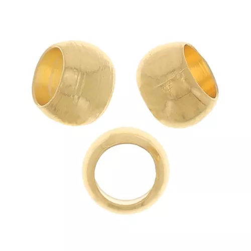 Perlas redondas aplastables 4 mm - Doradas con oro fino x25