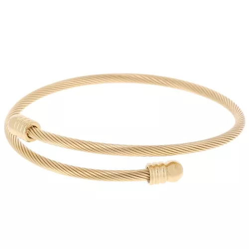 Pulsera de cuentas trenzadas de 3,8 mm con extremo desenroscable - Acero inoxidable 304 Oro x23,5cm