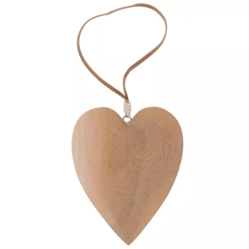 Decoración colgante en forma de corazón de 99x79 mm de Puca® en madera no tratada x1