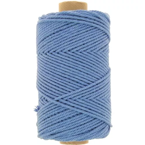 Bobina de cordón de algodón para macramé de 2 mm - Azul claro x100m