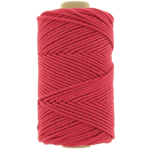 Bobina de cordón de algodón para macramé de 2 mm - Rojo x100m