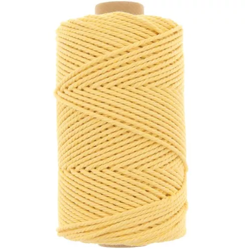 Bobina de cordón de algodón para macramé de 2 mm - Amarillo pálido x100m