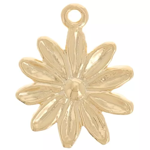 Dije de flor de margarita 11 mm - Dorado con oro fino x1