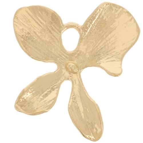 Colgante Flor Texturizada 15x13 mm - Dorado con oro fino x1