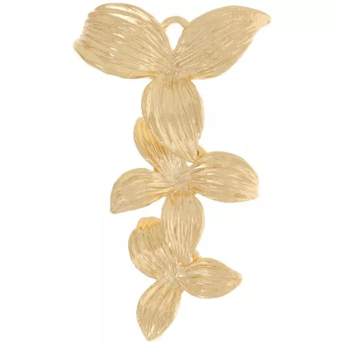 Colgante 3 flores texturizado 31x19 mm - Dorado con oro fino x1