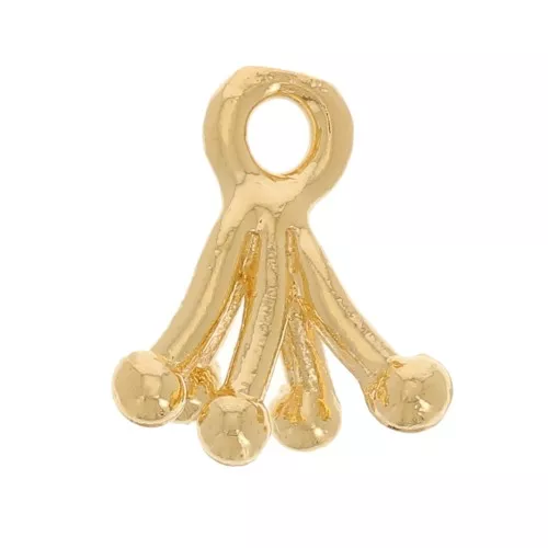 Mini dije de flor de pistilo 8.5x7 mm - Dorado con oro fino x1