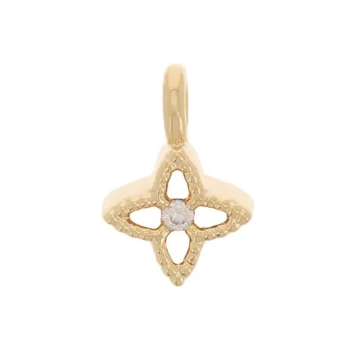 Mini dije de flor de 5 mm con óxido de circonio - Dorado con oro fino - Cristal x1