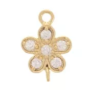 Inserto de flor de 6 mm con óxidos de circonio - Dorado con oro fino x1