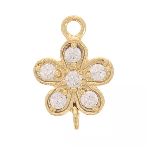 Inserto de flor de 6 mm con óxidos de circonio - Dorado con oro fino x1