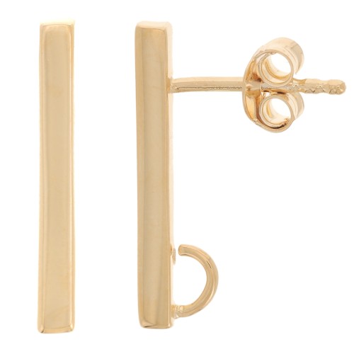 Pendientes barra 18x2 mm con anilla abierta - Chapado de oro 3 micras x2