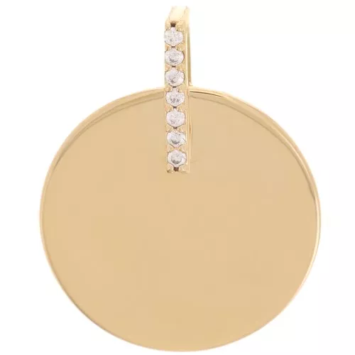 Colgante circonita redonda 18 mm - Chapado de oro 3 micras x1