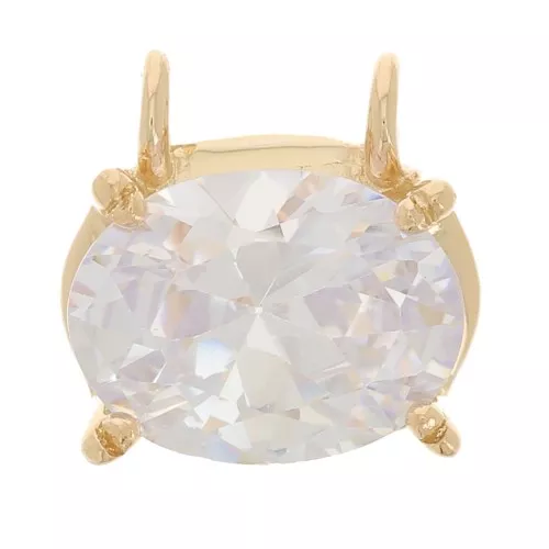 Colgante circonita oval 8x8,5 mm - Chapado de oro 3 micras - Cristal
