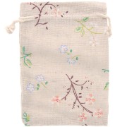 Bolsa de polialgodón efecto yute 95x140 mm motivo floral - Beige - Multicolor x1|raw }}