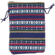 Bolsa de tela sintética efecto yute 95x140 mm - motivo étnico - Multicolor x1|raw }}