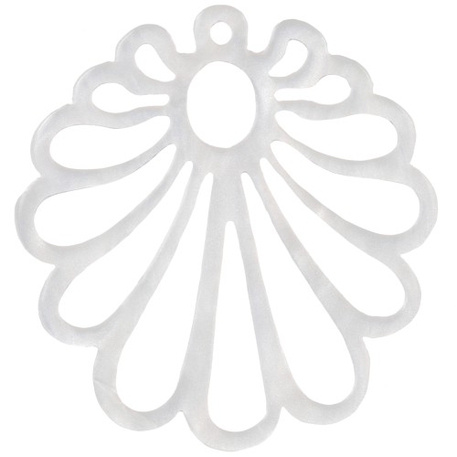 Colgante de concha hueca en acrílico 28x26 mm - Blanco nacarado x1