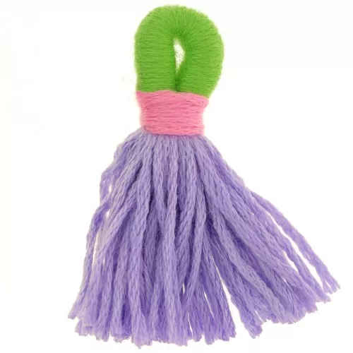 Pompón grande de algodón con lazo 43 mm - Morado - Verde x1