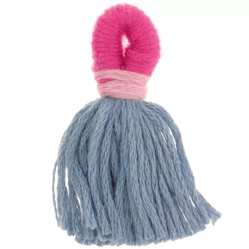 Pompón grande de algodón con cierre 43 mm - Gris oscuro - Rosa oscuro x1