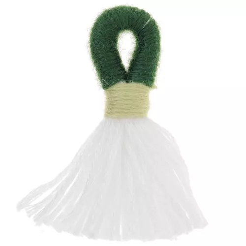 Pompón grande de algodón con lazo 43 mm - Blanco - Verde oscuro x1