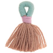 Pompón grande de algodón con lazo 43 mm - Marrón - Verde salvia x1|raw }}