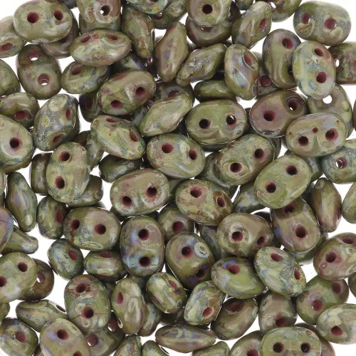 SuperDuo 2,5x5 mm - Opaque Olivine Picasso x10g