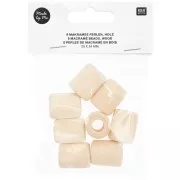Juego de 8 cuentas tubulares de madera en bruto con agujero grande 24x20 mm para macramé - Natural