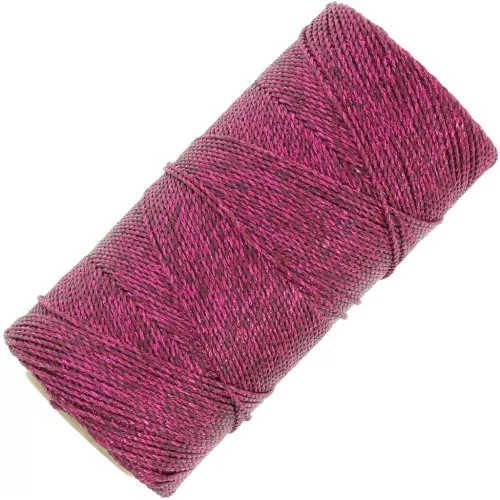 Bobina de hilo encerado Linhasita - micro macramé 1,2 mm Rosa oscuro metalizado (Rosa) x135m