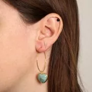 Colgante corazón 18x16 mm gema y óxido de circonio - Dorado - Prehnite x1