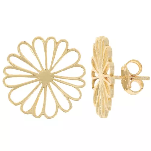 Pendientes Flor Calado 20 mm - con oro abierto x2