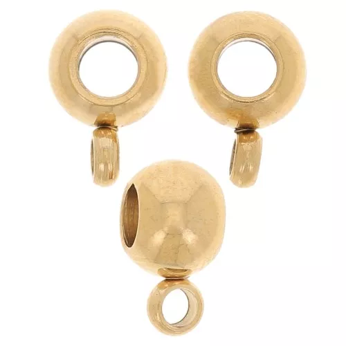Abalorio de 9x6 mm para cordón de 2,5 mm - Acero inoxidable chapado en oro 304L x4