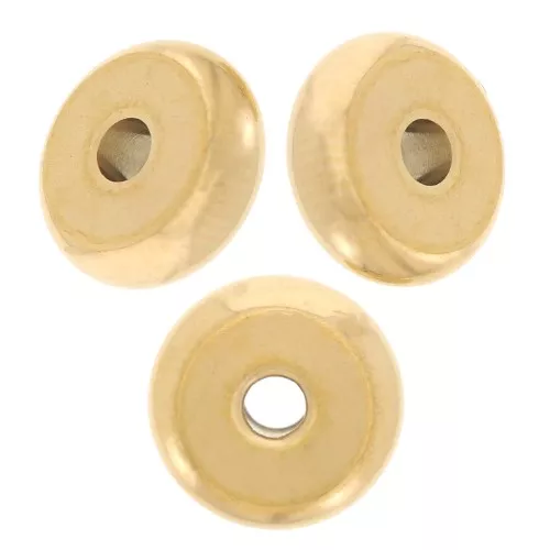 Arandela Heishi - disco plano 8x3 mm - Acero inoxidable 304L Dorado x10