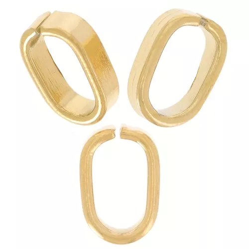 Anillas abiertas ovaladas 9x6x2,5 mm - Acero inoxidable chapado en oro 304L x4
