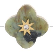 Cuenta trébol 13mm gema facetada y óxido de circonio - Turquesa africana|raw }}