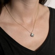 Cuenta trébol facetada de 13 mm en gema y óxido de circonio - Cuarzo rosa x1