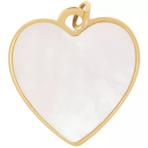 Colgante corazón de nácar 19x17 mm y anilla abierta - Acero inoxidable 316L dorado x1