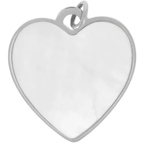 Colgante corazón de nácar 19x17 mm con anilla abierta - Acero inoxidable 316L x1