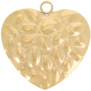 Colgante corazón texturizado curvo 16 mm - Acero inoxidable 304L Dorado x1|raw }}