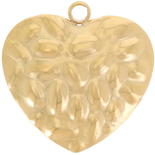 Colgante corazón texturizado curvo 16 mm - Acero inoxidable 304L Dorado x1