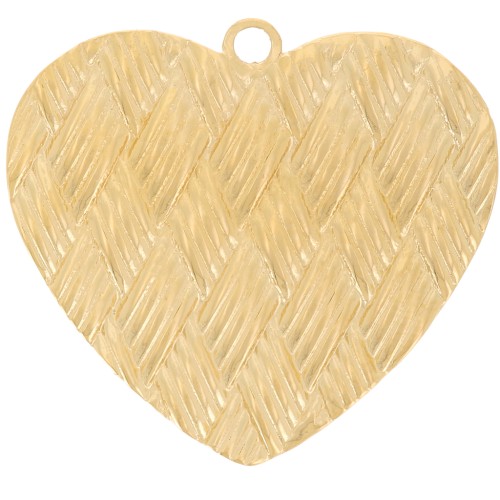 Colgante corazón efecto trenzado 24x27 mm - Acero inoxidable 304L Dorado x1