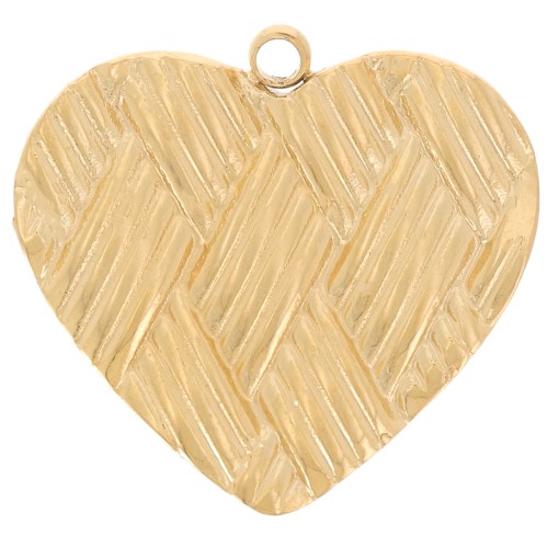Colgante corazón efecto trenzado 15x16 mm - Acero inoxidable 304L Dorado x1