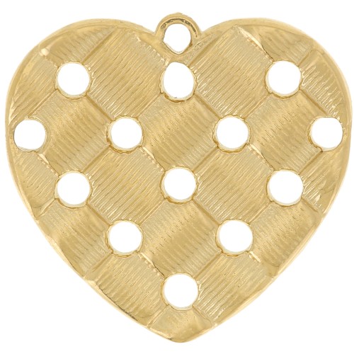 Colgante corazón calado 19x20 mm - Acero inoxidable 304L Dorado x1