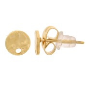 Pendientes redondos martillados de 6 mm con agujero - Acero inoxidable dorado 316L x2|raw }}