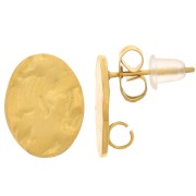 Pendientes ovalados martillados 13x10mm - anilla abierta - Acero inoxidable 316L dorado x2|raw }}