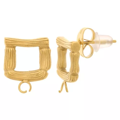 Tachuelas cuadradas irregulares 12x10.5mm efecto bambú Acero inoxidable304L Dorado x2