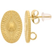 Pendientes ovalados 16x10,5 mm - motivo ojo - Acero inoxidable dorado 304L x2|raw }}
